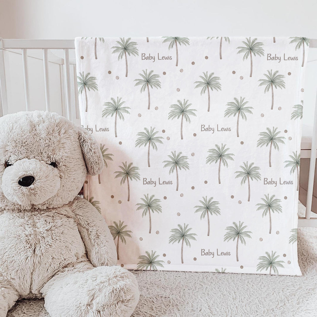 PALM TREE BABY BLANKET PERSONALISED