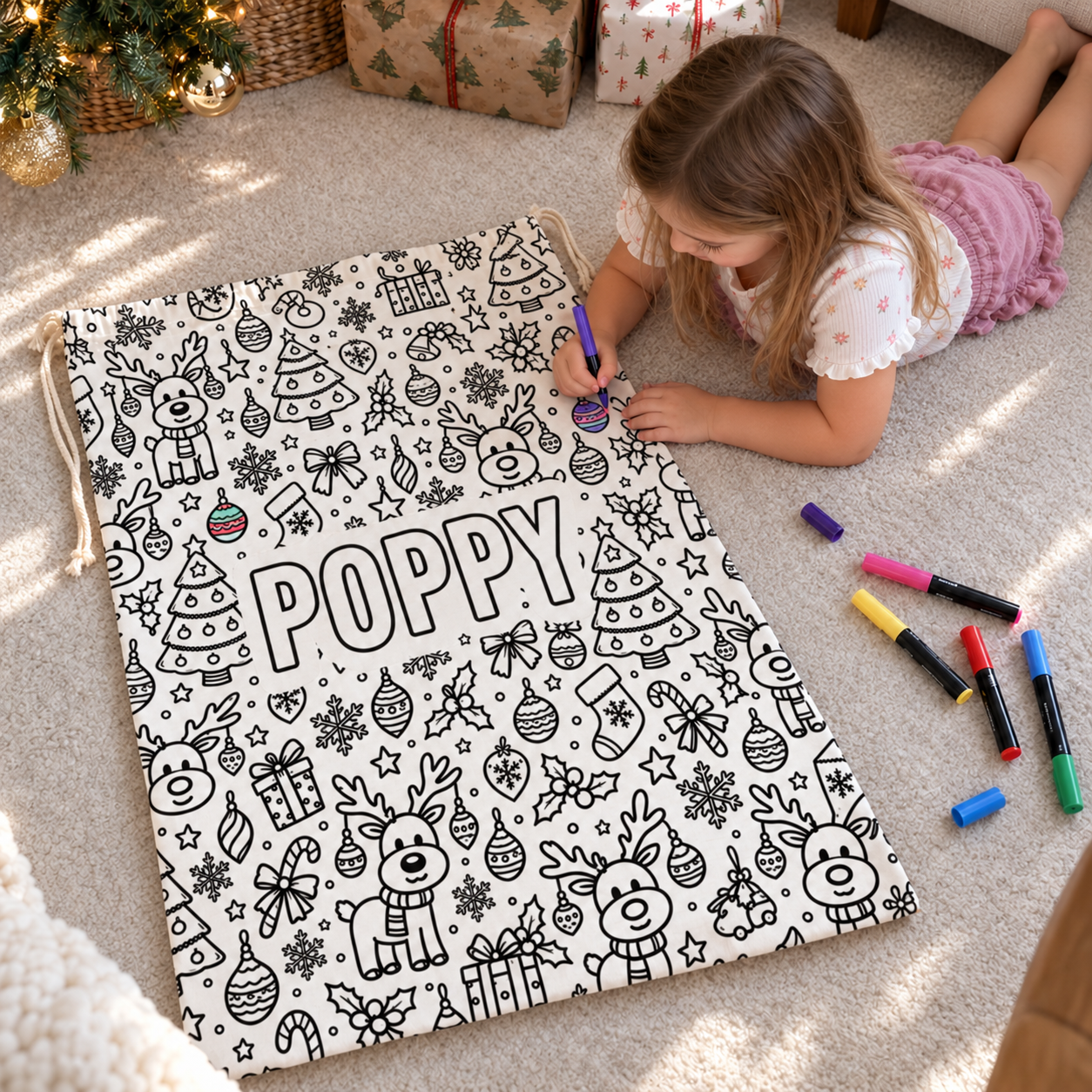 Christmas Colouring Santa Sack