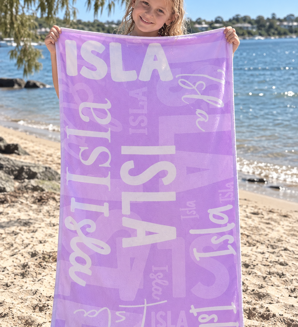 Name Collage Personalised Beach Towel