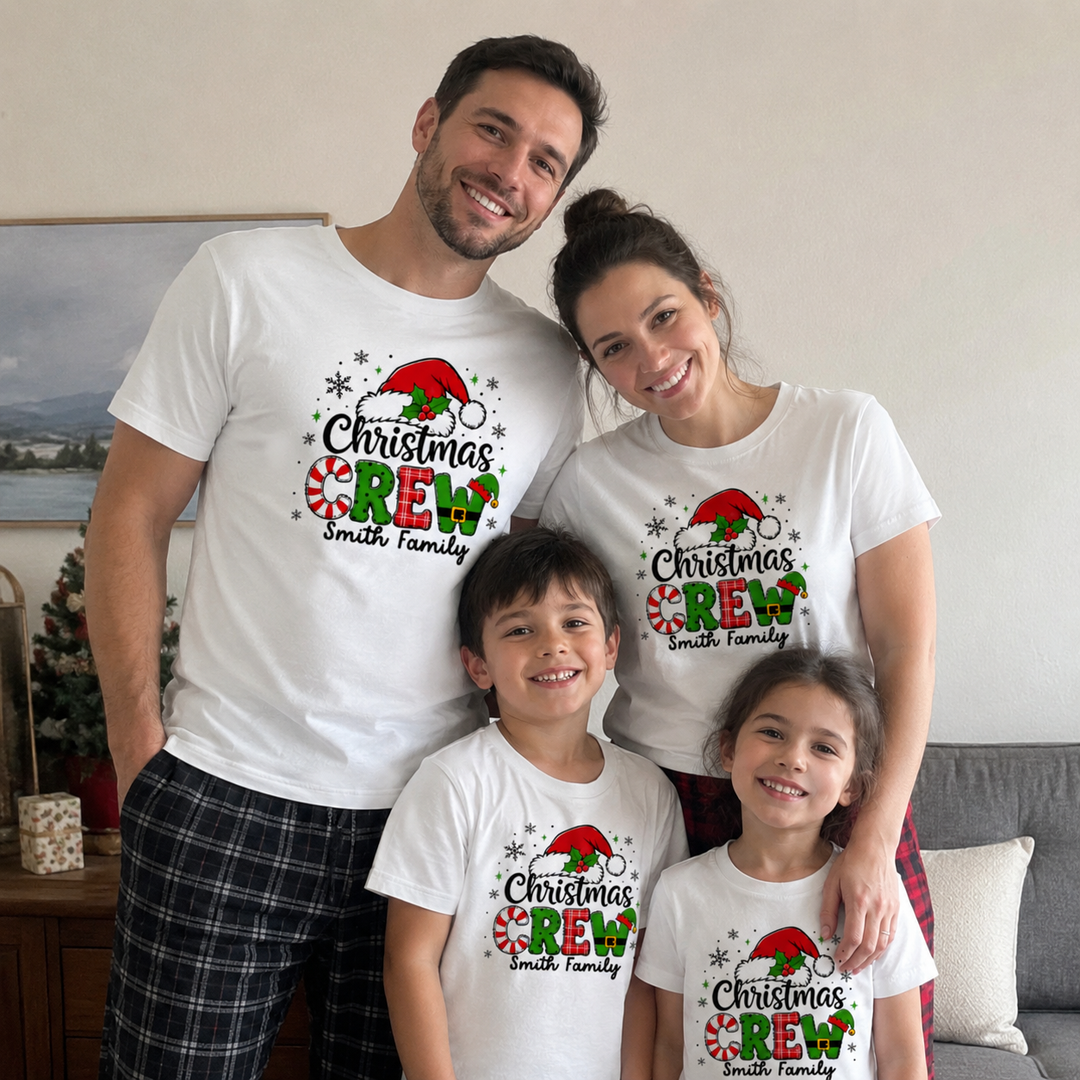 Personalised Christmas Crew Family T-Shirt