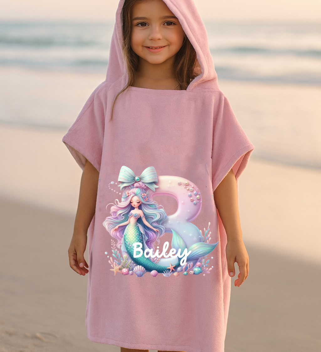 Personalised mermaid hooded towel