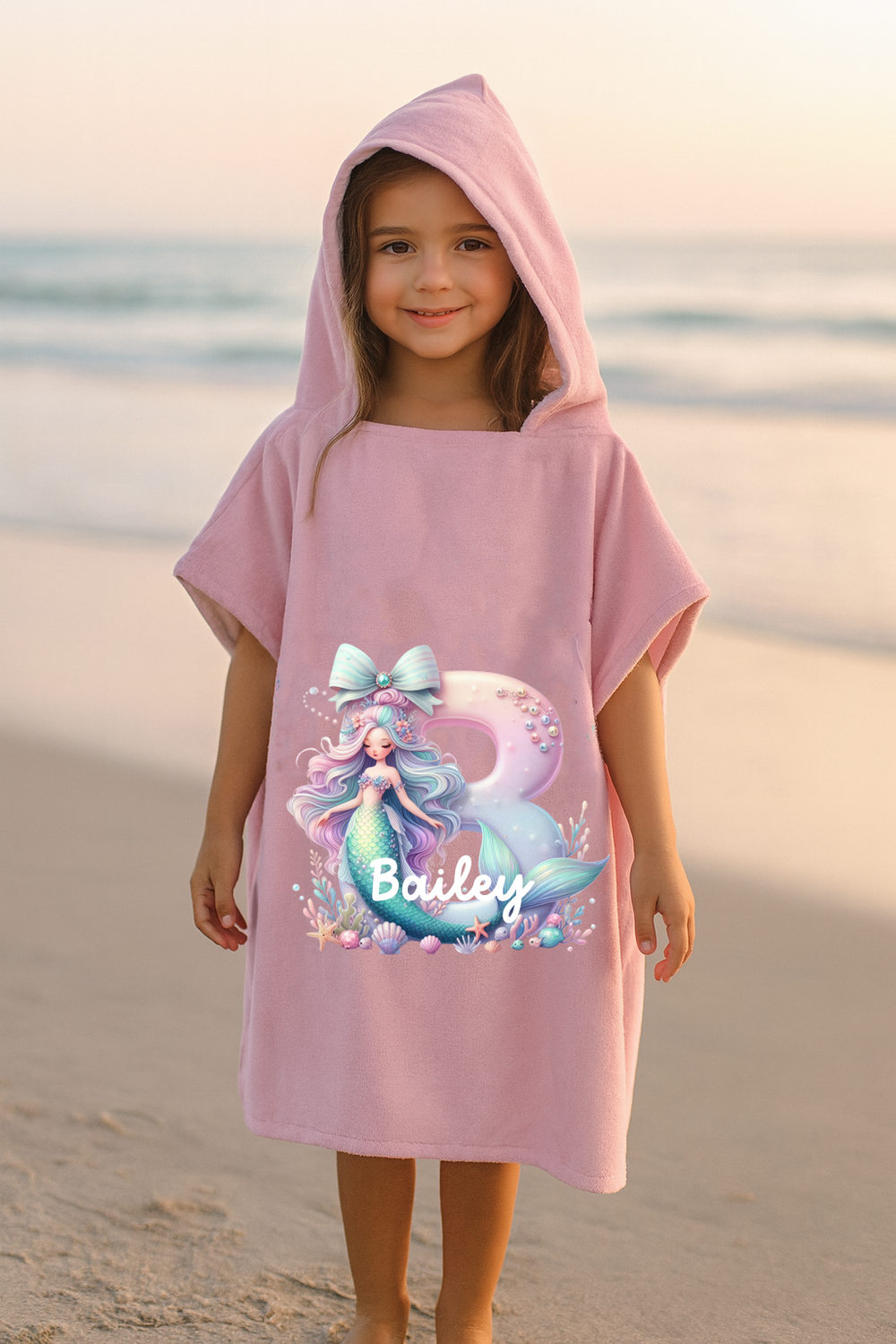 Personalised mermaid hooded towel