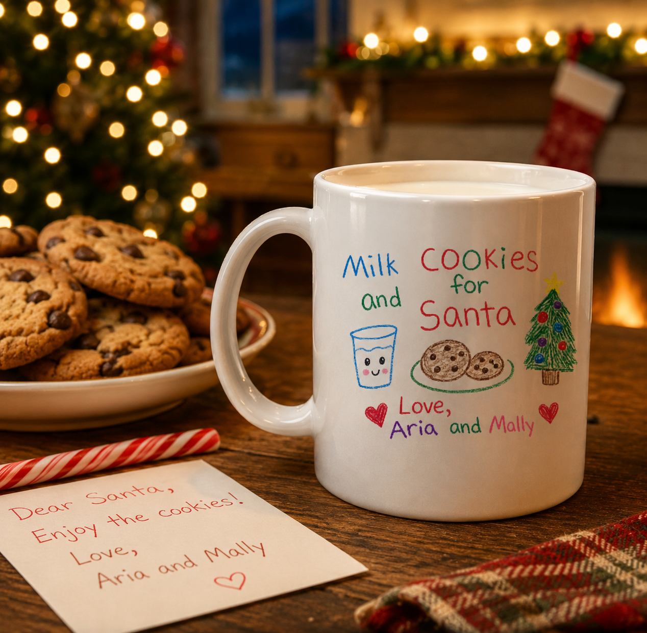 Personalised Christmas Eve Mug with Kids Artwork for Santa