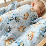 Personalised Muslin Swaddle wrap with baby name, soft breathable fabric, 120x120cm size, ideal for newborn comfort and gifting