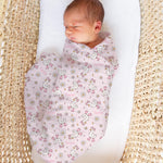 Personalised muslin swaddle wrap with baby name, soft breathable fabric, 120x120cm, ideal for newborns and gifts