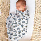 Personalised muslin swaddle wrap with baby name, soft breathable fabric, 120x120cm size for newborn comfort and gifting