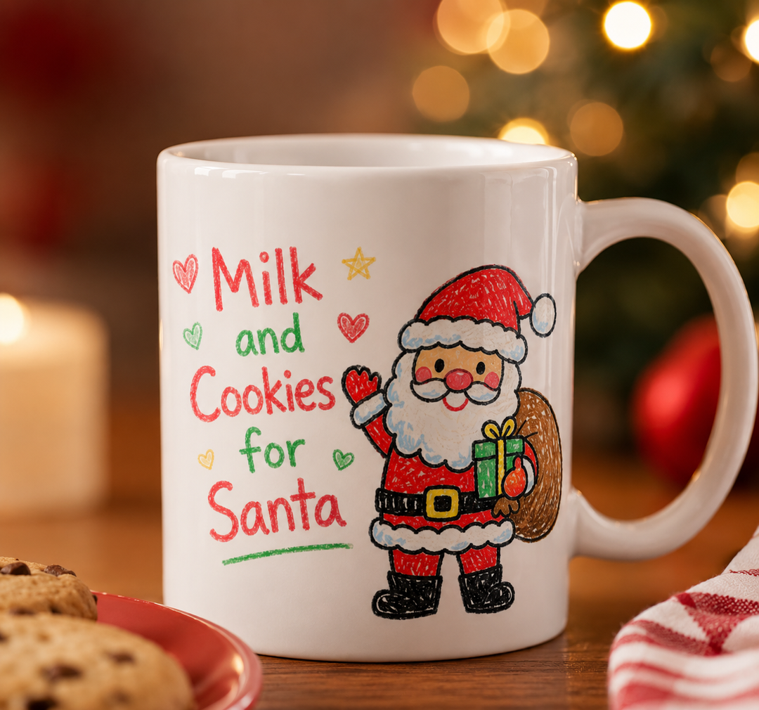 Personalised Christmas Eve Mug with Kids Artwork for Santa