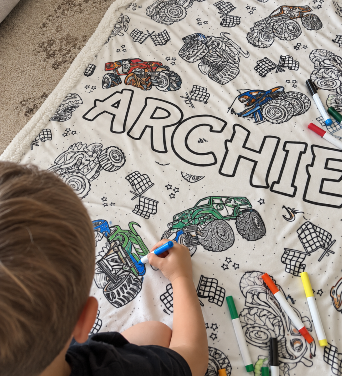 Monster Truck Colouring Blanket