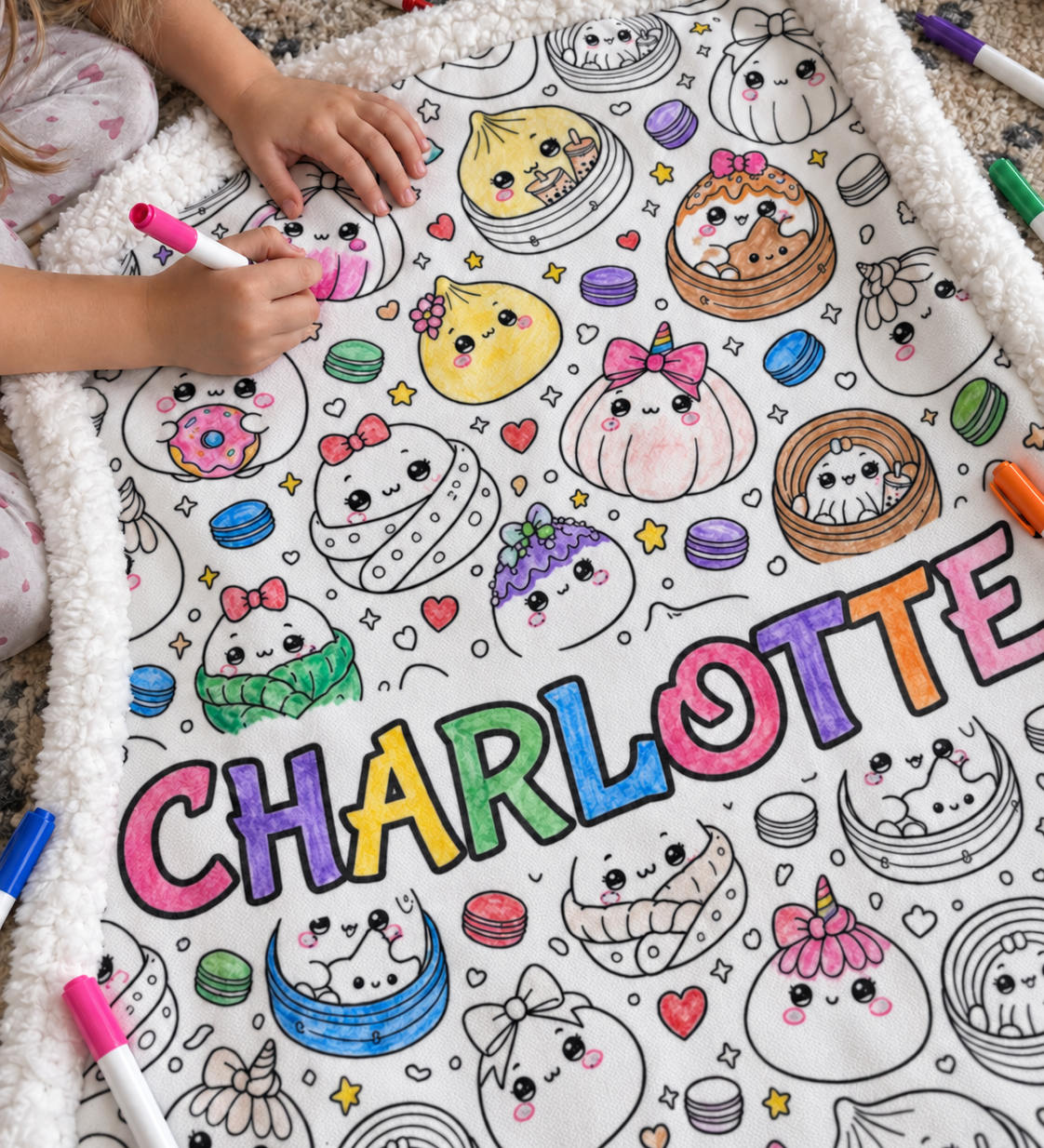 Dumpling Squishy Colouring Blanket