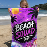 Beach Squad custom beach towel for family holidays and pool days