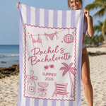 Cabana Bachelorette beach towel personalised with each name, bachelorette party gift