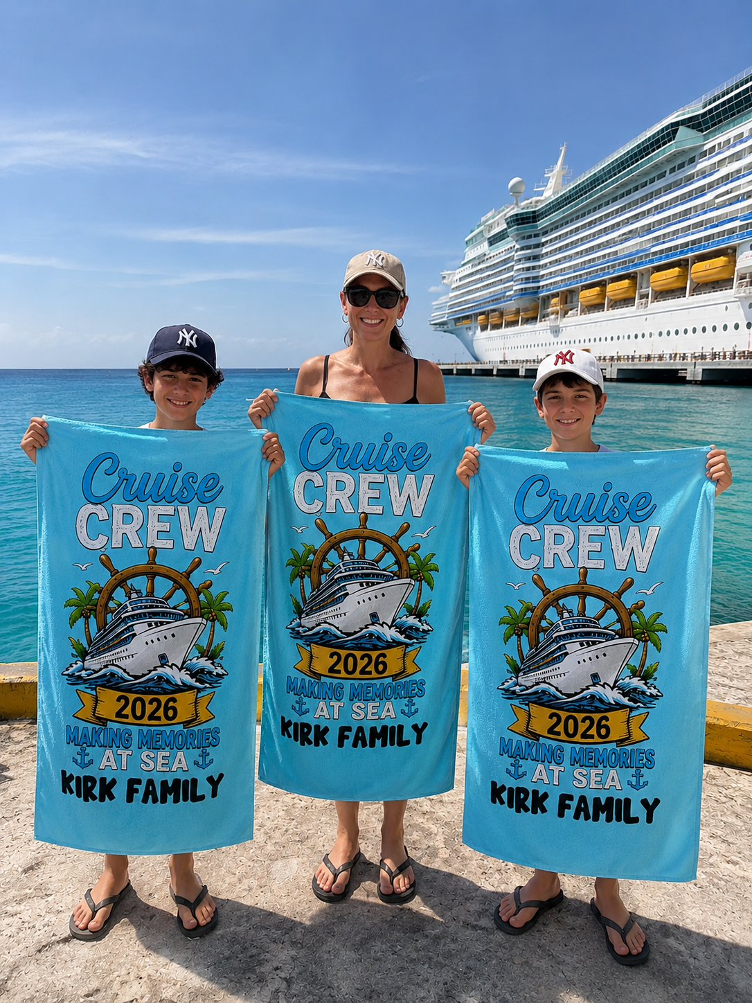 Making Memories Cruise 2026 beach towel as a cruise gift for the cruise crew