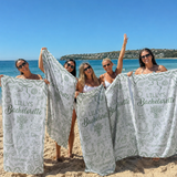 Personalised Bachelorette Party beach towel name print detail