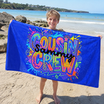 Cousin Crew Pop Art beach towel in quick-dry sand-free fabric, made for beach and pool days - The Custom Co