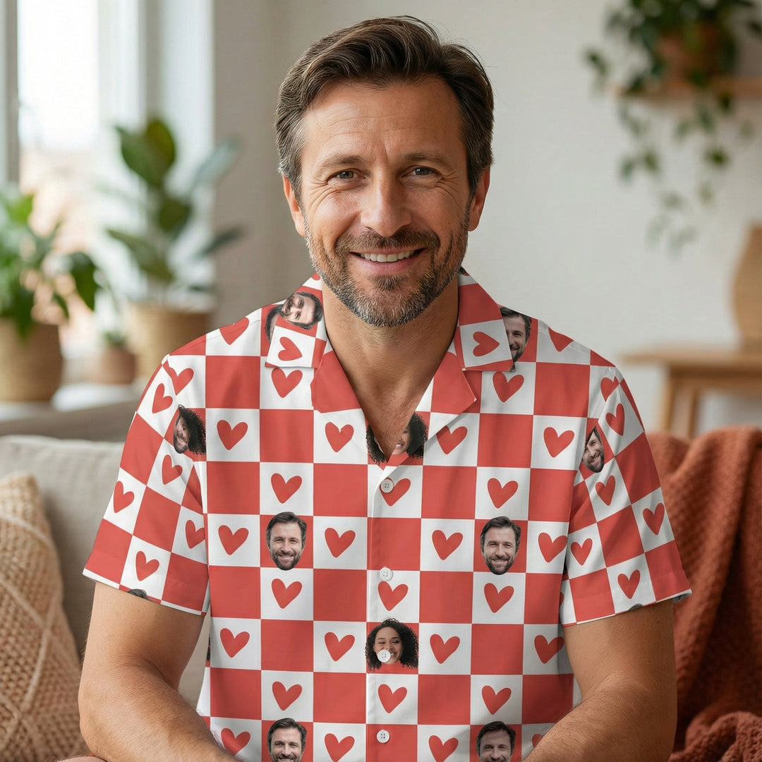 Custom Face Photo Pyjamas – Personalised Valentine’s Gift (Hearts)