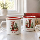 Santa Monogram Enamel Mug