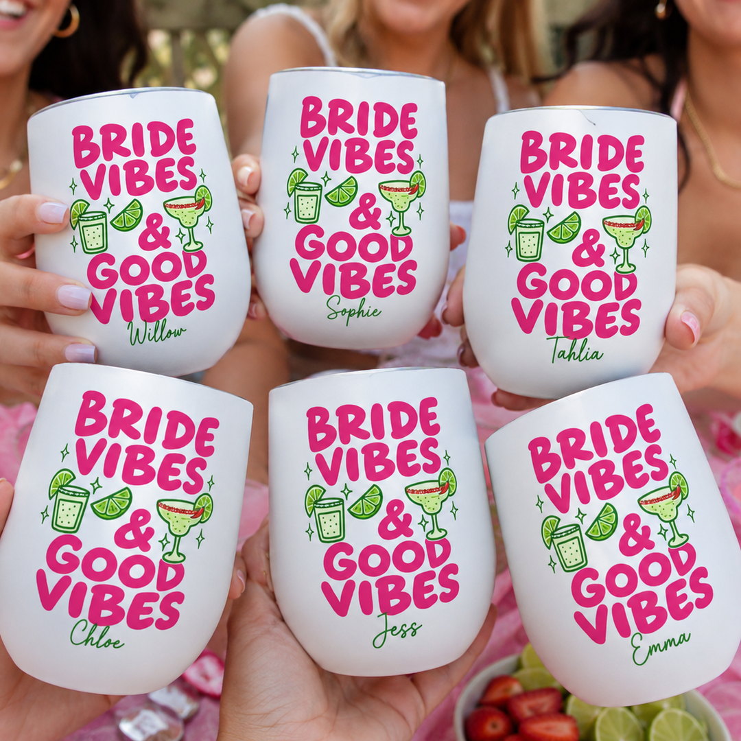 Bride Vibes personalised wine tumbler for hens parties – The Custom Co