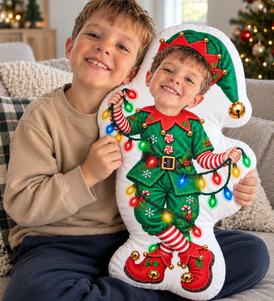 Personalised Elf Photo Cushion