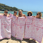Matching Bachelorette Party beach towel for the bride tribe - The Custom Co
