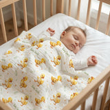 Personalised muslin swaddle wrap with baby name, soft breathable fabric, 120x120cm size, perfect for newborns and gifts
