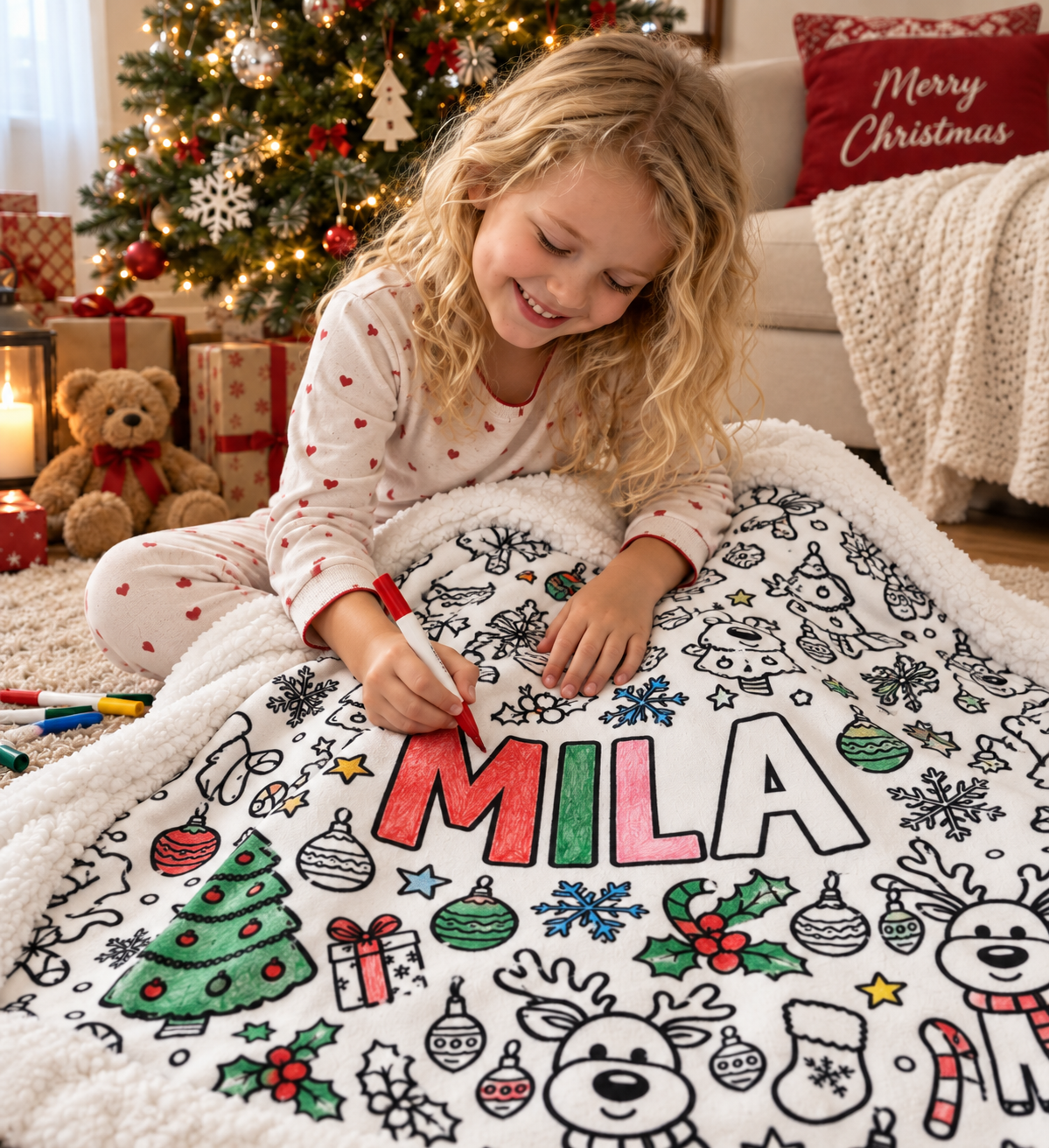 Personalised Christmas Colouring Blanket