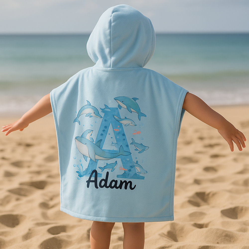 BOYS HOODED BEACH TOWEL INITIALS