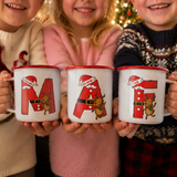 Santa Suit Initial Enamel Mug