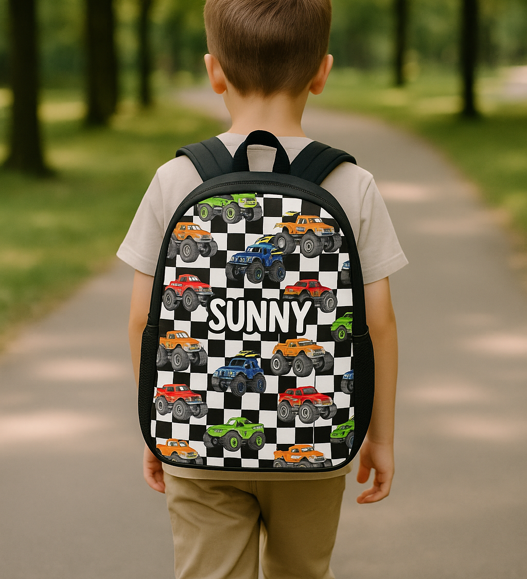 Custom Name Double Pocket School Bag