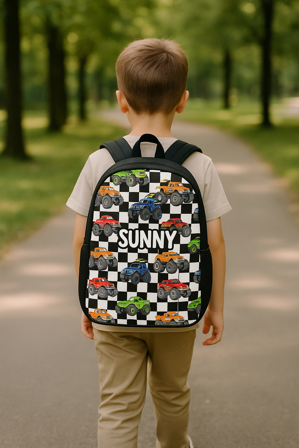Custom Name Double Pocket School Bag