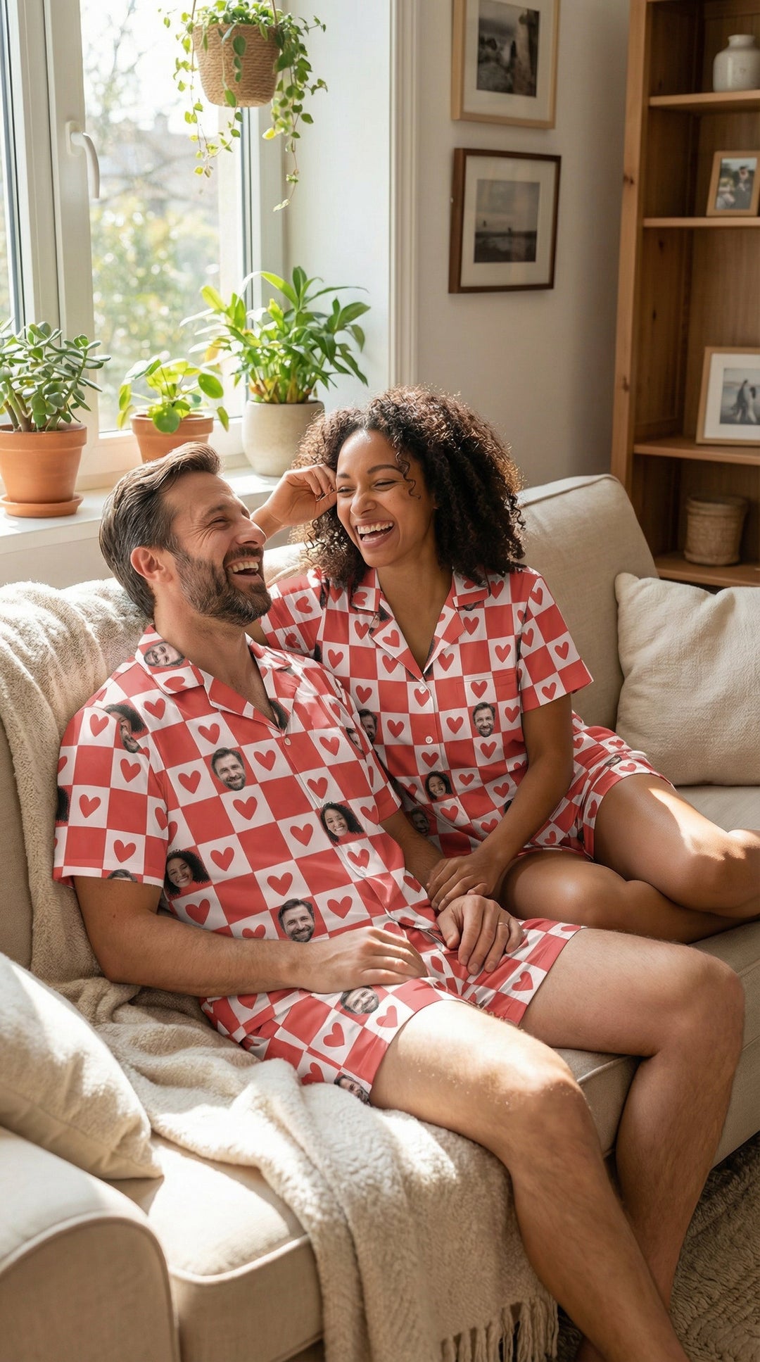 Custom Face Photo Pyjamas – Personalised Valentine’s Gift (Hearts)