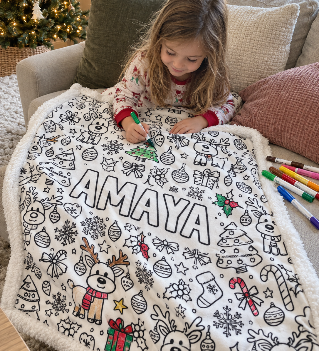 Personalised Christmas Colouring Blanket