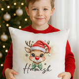 kids cushion Santa Reindeer design boy’s Christmas décor.