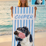 Personalised Pet Portrait beach towel name print detail