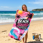 Beach Squad kids beach towel with custom name print