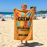 Cousin Crew 2026/27 beach towel with each name added, Christmas gift