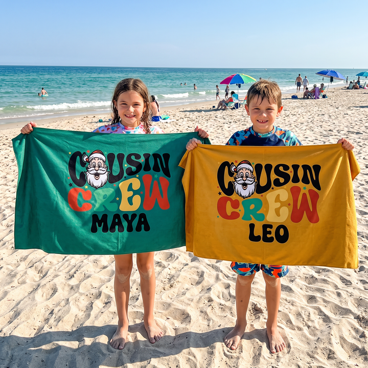 Groovy Cousin Crew Personalised Beach Towel