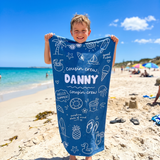 Matching Cousin Crew Beach Doodle beach towel for the cousins - The Custom Co