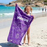 Monogrammed Cousin Crew Beach Doodle beach towel keepsake gift idea - The Custom Co