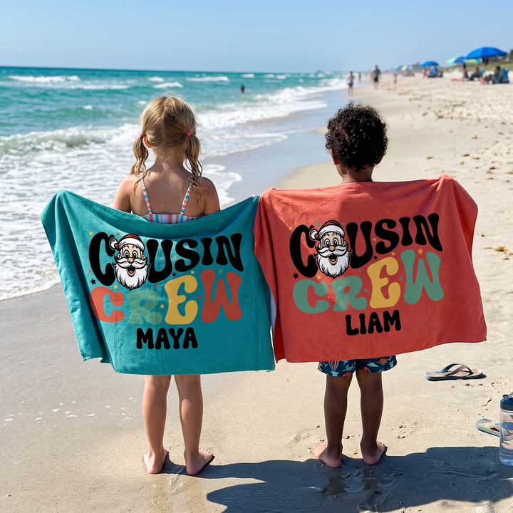 Groovy Cousin Crew Personalised Beach Towel