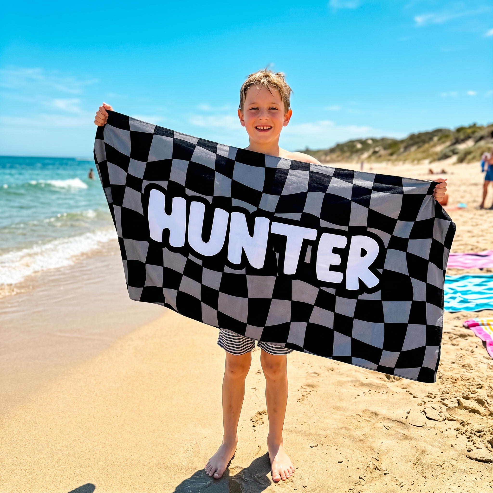 Wavy Check Beach Towel