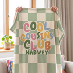 Cousin Crew Check blanket as a Christmas gift for the cousins