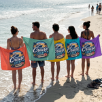 Personalised Cruise Crew Sunset beach towel name print detail