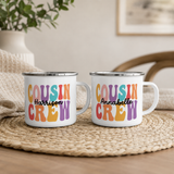 Personalised Cousin Crew Enamel Mug