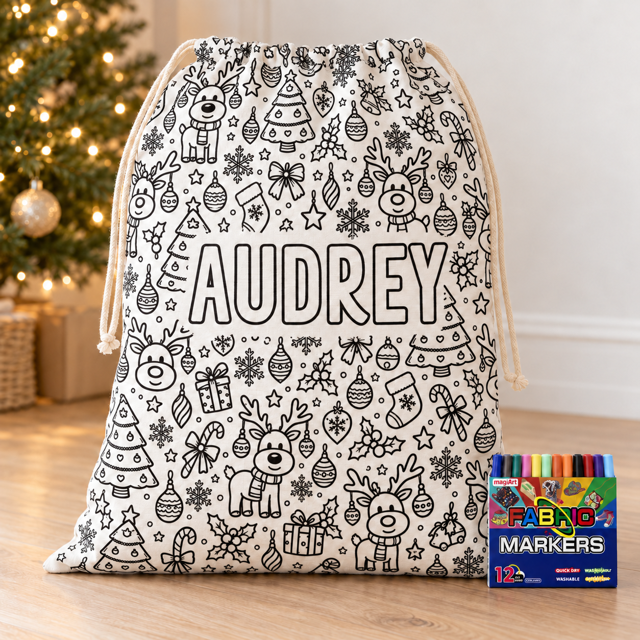 Christmas Colouring Santa Sack