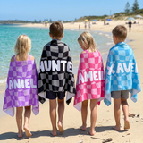 Wavy Check personalised beach towel with custom names - The Custom Co