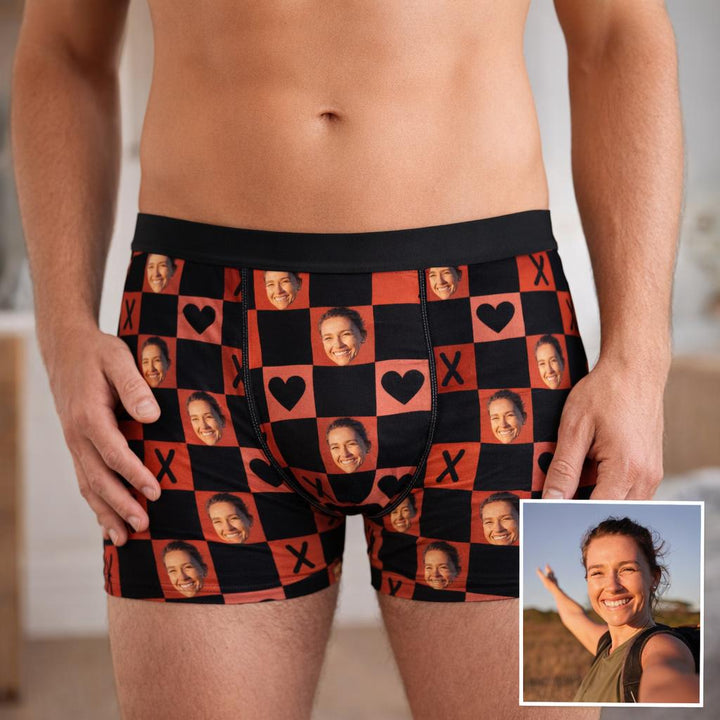 Custom Face Men’s Underwear Hugs &amp; Hearts personalised photo print front view