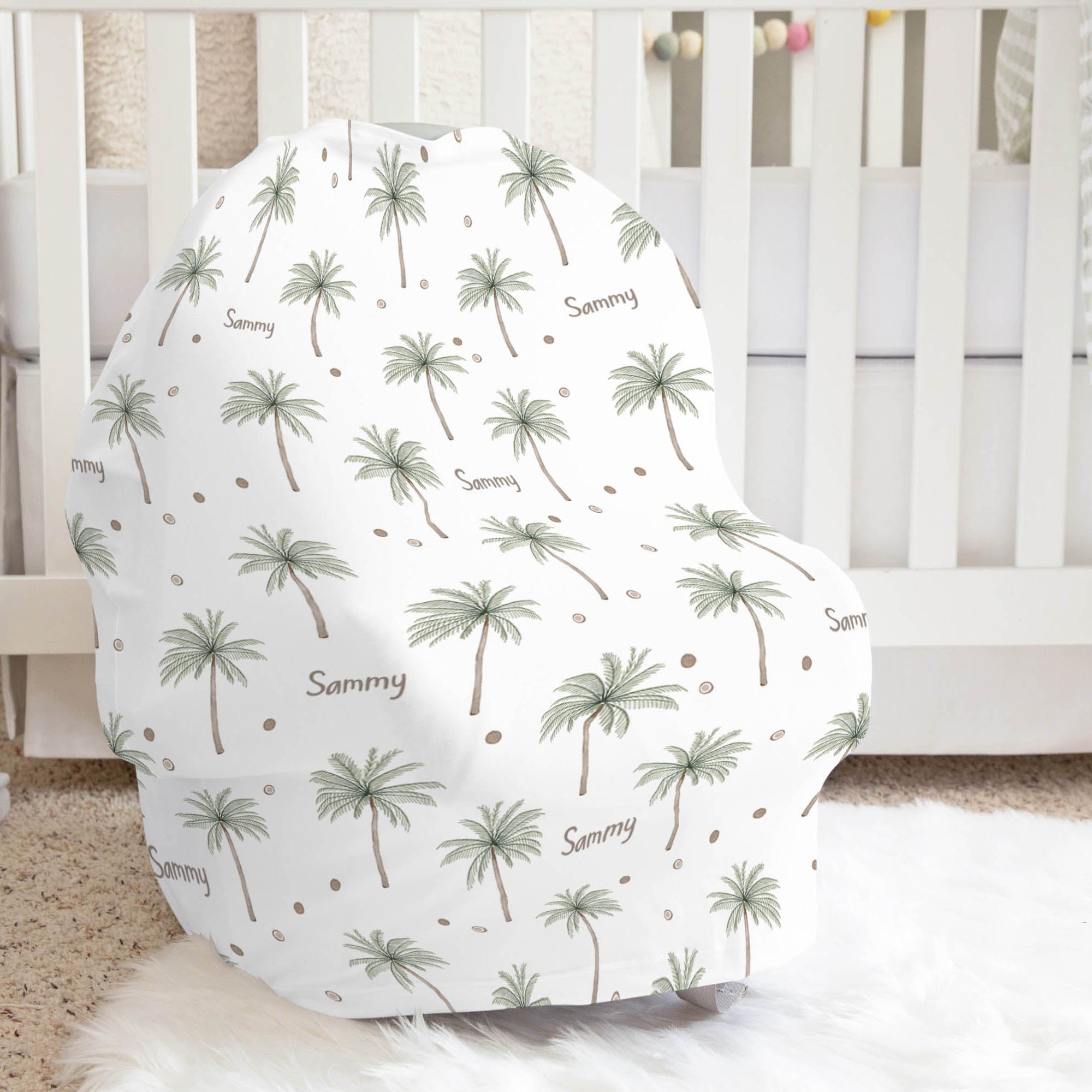 Personalised nursing feeding cover used as a baby car seat cover sunshade