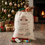 Naughty or Nice Santa sack in hard-wearing fabric, made for Christmas morning - The Custom Co