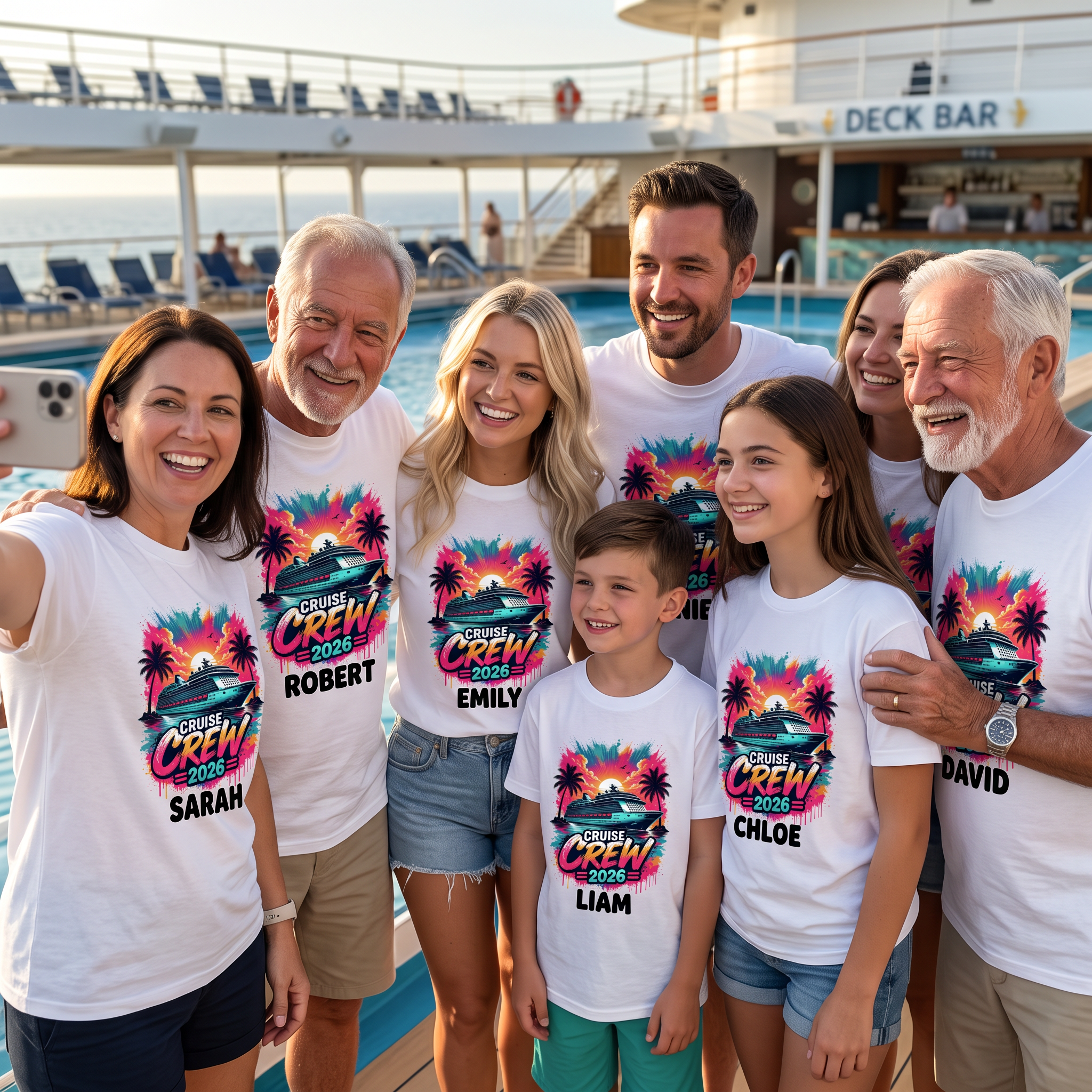 Name-printed Cruise Crew 2026 t-shirt design detail
