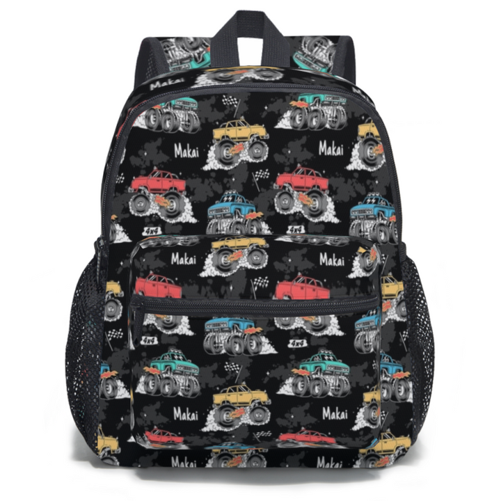 monster truck backpack - kids personalised backpacks
